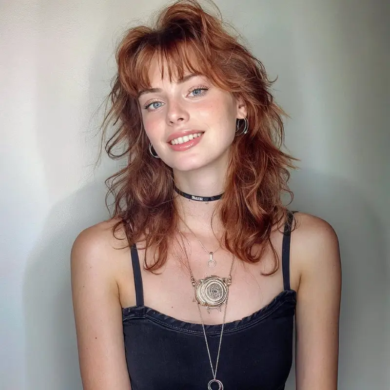 Curly Shag with Short Textured Fringe