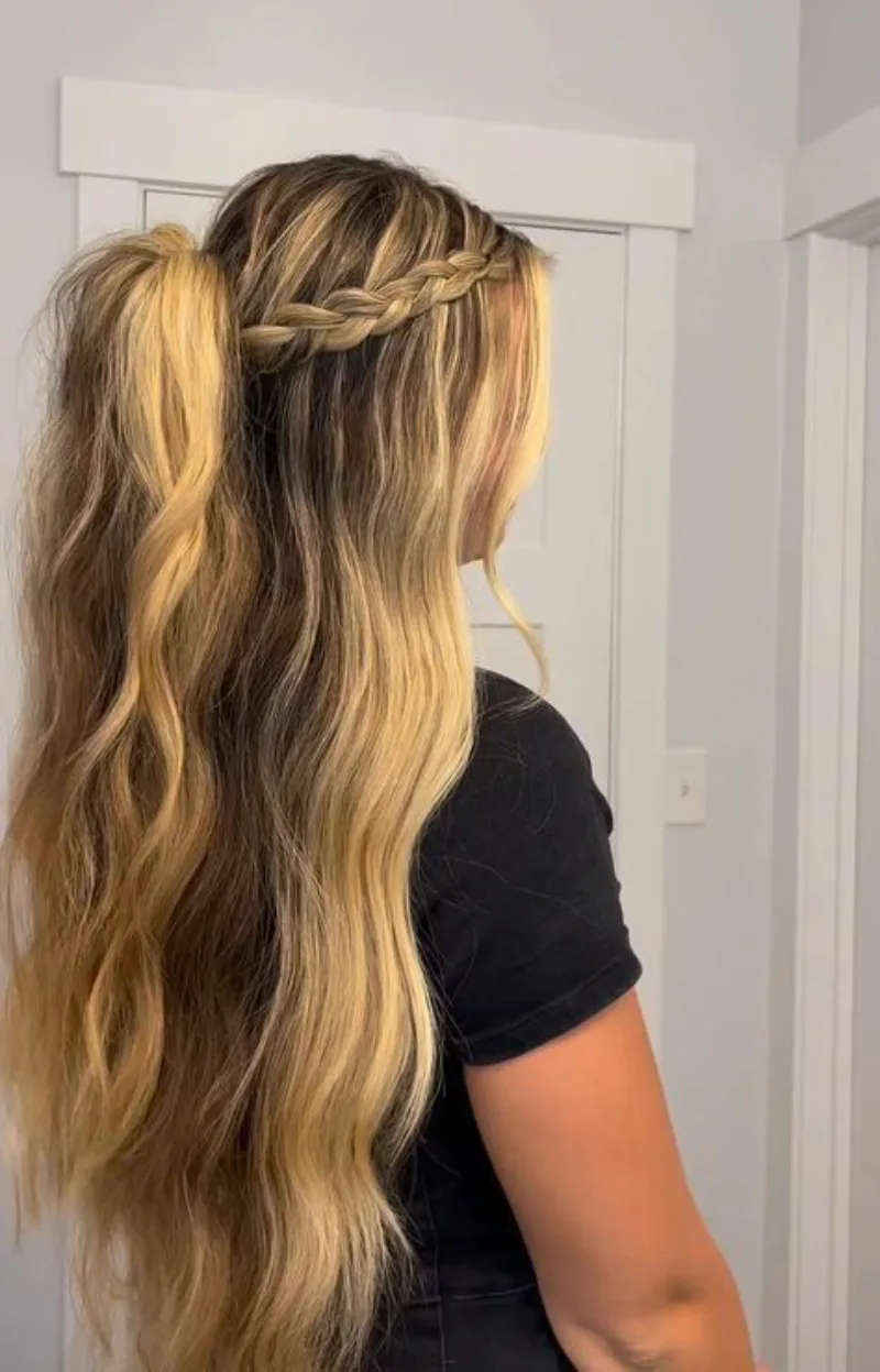Braid Wrapped High Ponytail