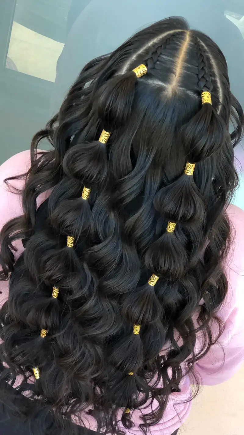 Shiny Gold Bubble Curls