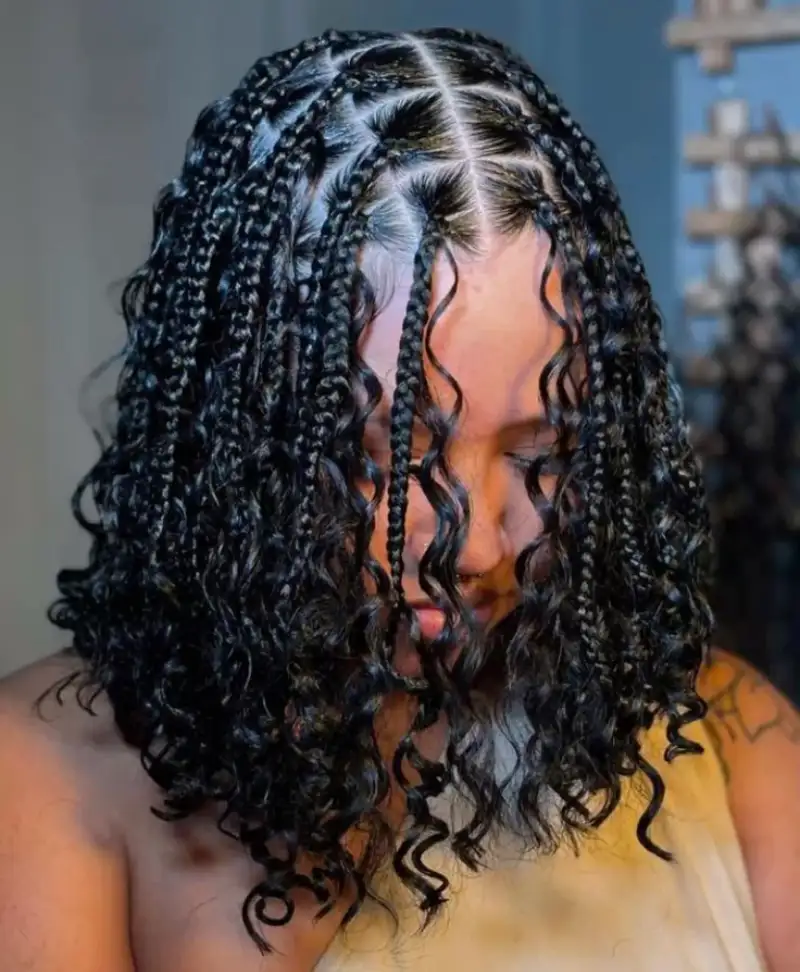 Short Curly Braids Bob