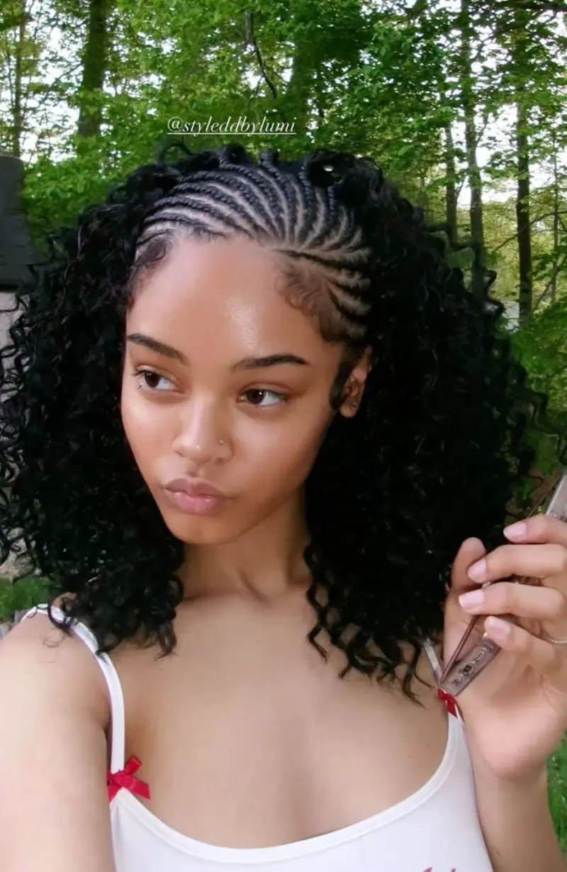 Back Braids With Curls
