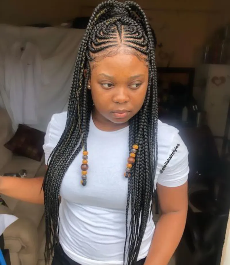Long Braids With Beads