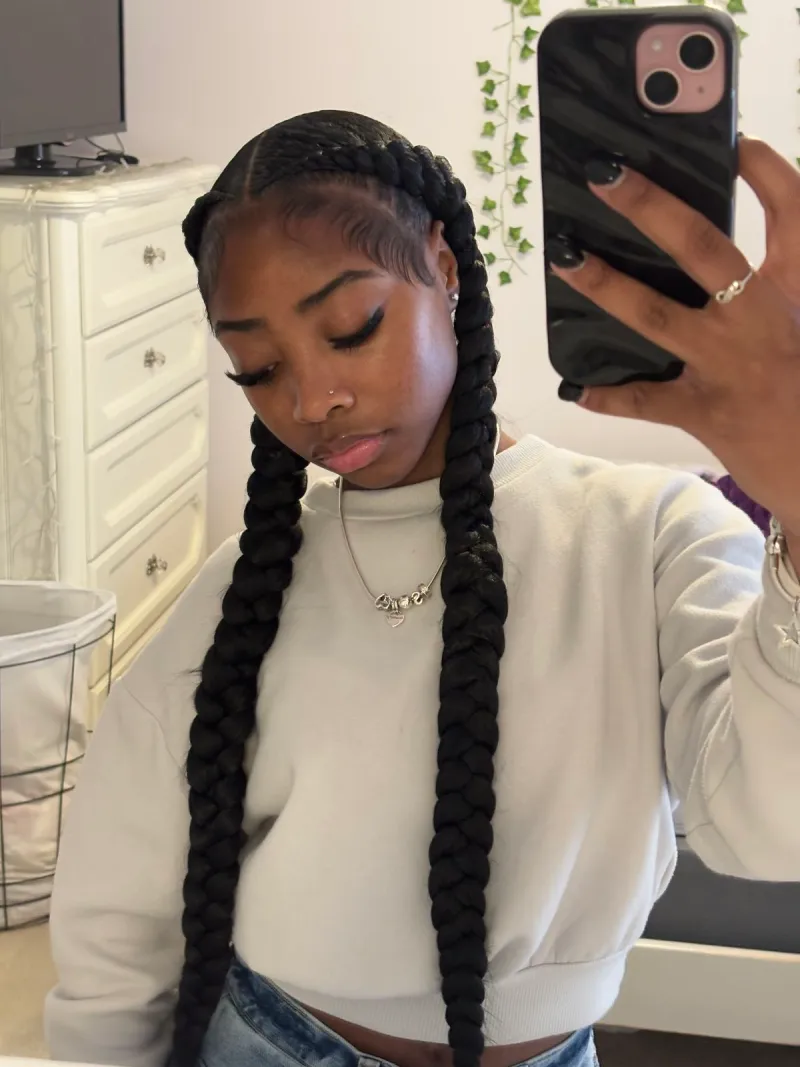 Two Long Chunky Braids