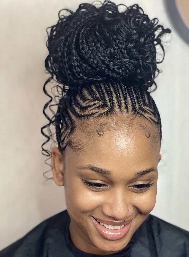 High Braided Top Bun