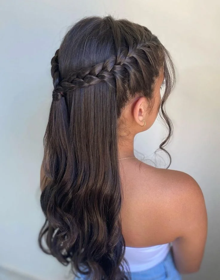 braided half-up ponytail winter formal hairstyles